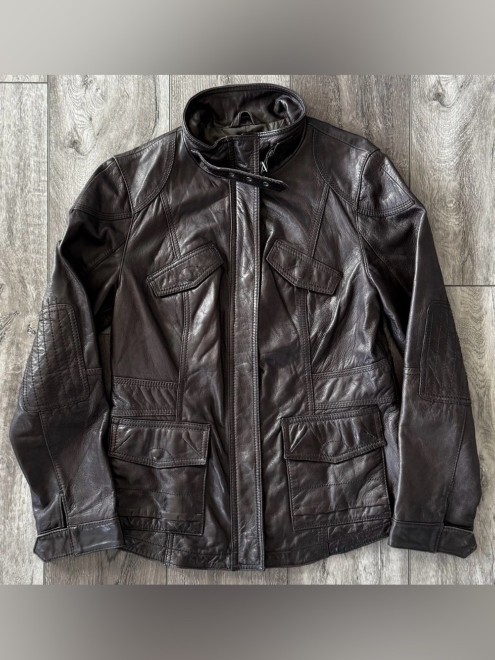 Eddie Bauer Women’s Genuine Lambskin Leather Moto Jacket MEDIUM Ultra-Soft Brown